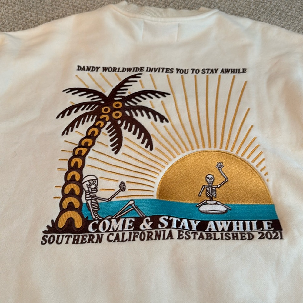 Dandy Worldwide Crewneck Sz Medium Palm Tree Come & Stay Awhile